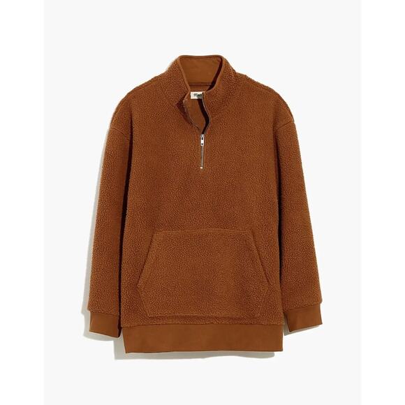 Madewell Brown Rust Sherpa Half Zip Pullover Sweater Sweatshirt - Men’s Size S - Picture 9 of 9